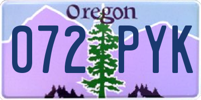 OR license plate 072PYK