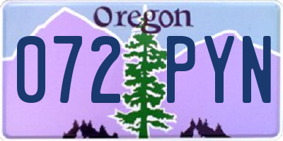 OR license plate 072PYN