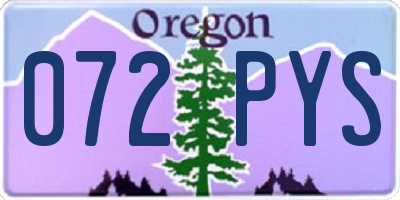 OR license plate 072PYS