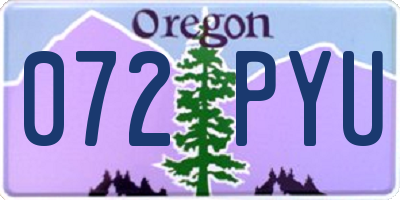 OR license plate 072PYU