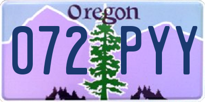 OR license plate 072PYY