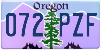 OR license plate 072PZF