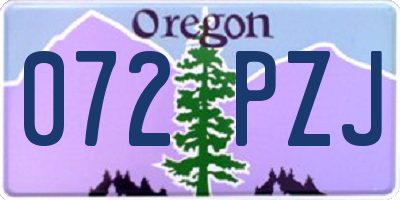 OR license plate 072PZJ