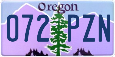 OR license plate 072PZN