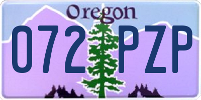OR license plate 072PZP