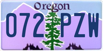 OR license plate 072PZW