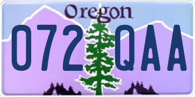 OR license plate 072QAA