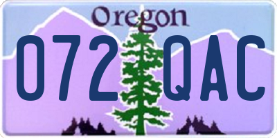 OR license plate 072QAC