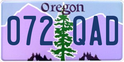 OR license plate 072QAD