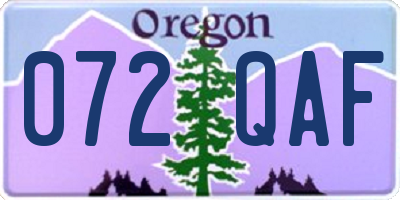 OR license plate 072QAF