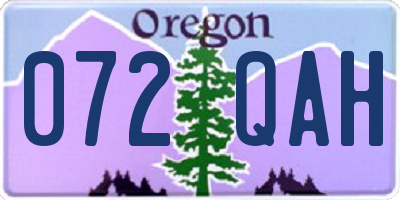 OR license plate 072QAH
