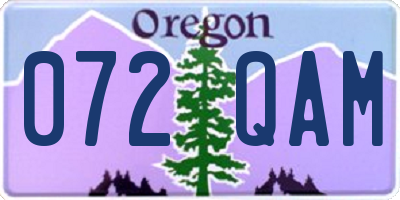 OR license plate 072QAM