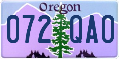 OR license plate 072QAO