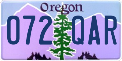 OR license plate 072QAR