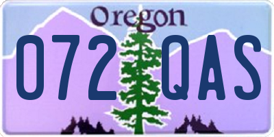OR license plate 072QAS