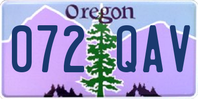 OR license plate 072QAV