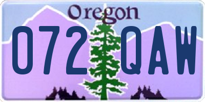 OR license plate 072QAW