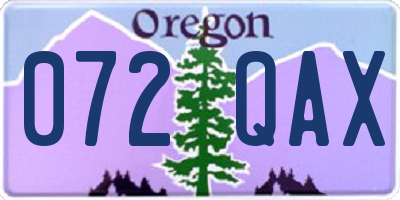 OR license plate 072QAX