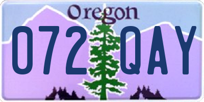 OR license plate 072QAY