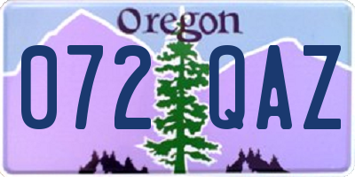 OR license plate 072QAZ