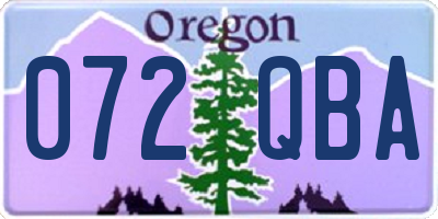 OR license plate 072QBA