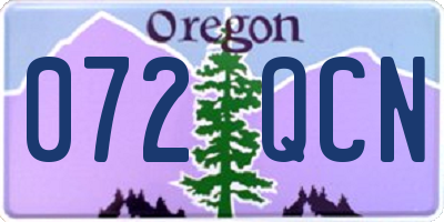 OR license plate 072QCN