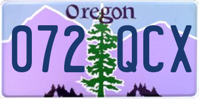 OR license plate 072QCX