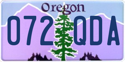 OR license plate 072QDA