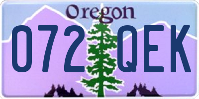 OR license plate 072QEK