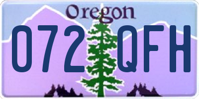OR license plate 072QFH