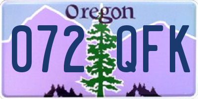 OR license plate 072QFK