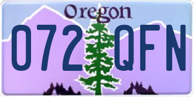 OR license plate 072QFN