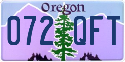 OR license plate 072QFT