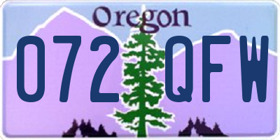 OR license plate 072QFW
