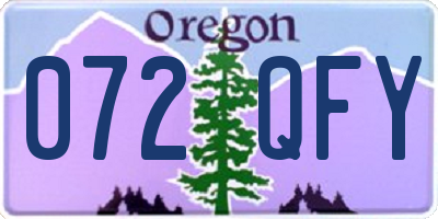 OR license plate 072QFY