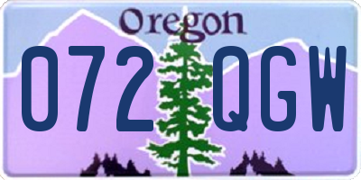 OR license plate 072QGW