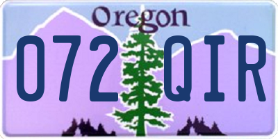 OR license plate 072QIR