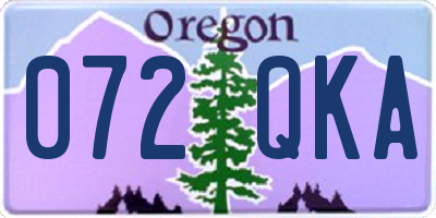 OR license plate 072QKA