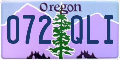 OR license plate 072QLI
