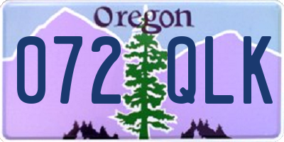 OR license plate 072QLK