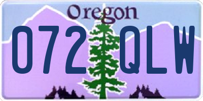 OR license plate 072QLW