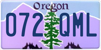 OR license plate 072QML