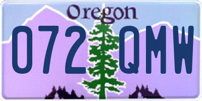 OR license plate 072QMW