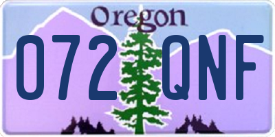 OR license plate 072QNF
