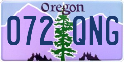 OR license plate 072QNG