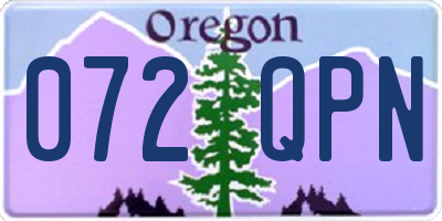 OR license plate 072QPN
