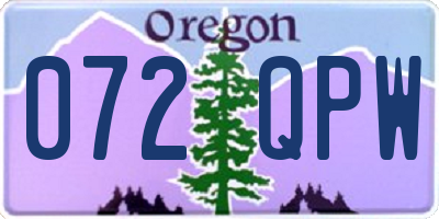 OR license plate 072QPW