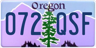 OR license plate 072QSF