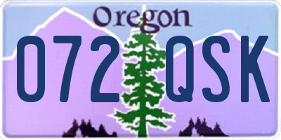 OR license plate 072QSK