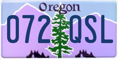 OR license plate 072QSL